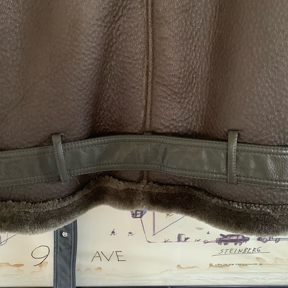 Forever 21 moss green faux suede|fur oversized aviator jacket size Small - Picture 6 of 13